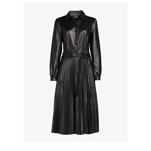 Scoop Women's Faux Leather Pleated Midi Dress, Sizes L
